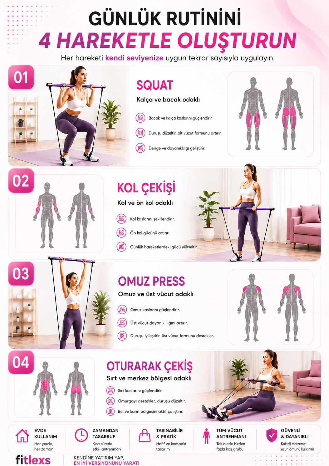 Fitlexs Pilates Bar Seti